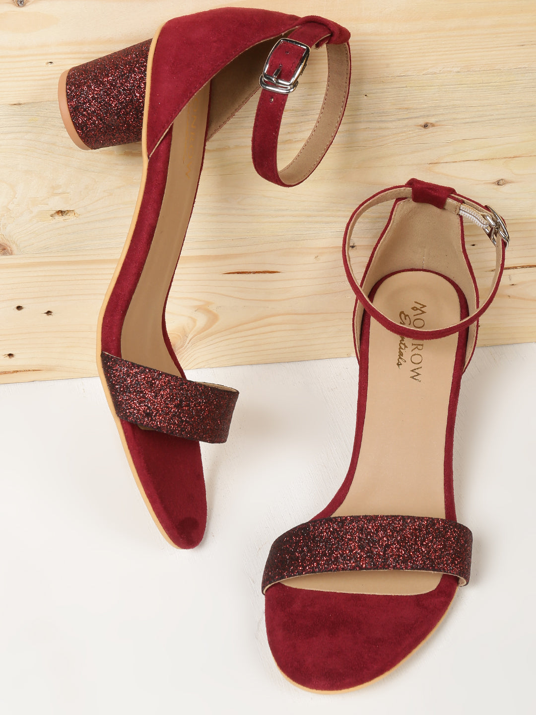 Buy online Maroon Suede Ankle Strap Sandals from heels for Women by  Shoetopia for ₹1429 at 29% off | 2024 Limeroad.com